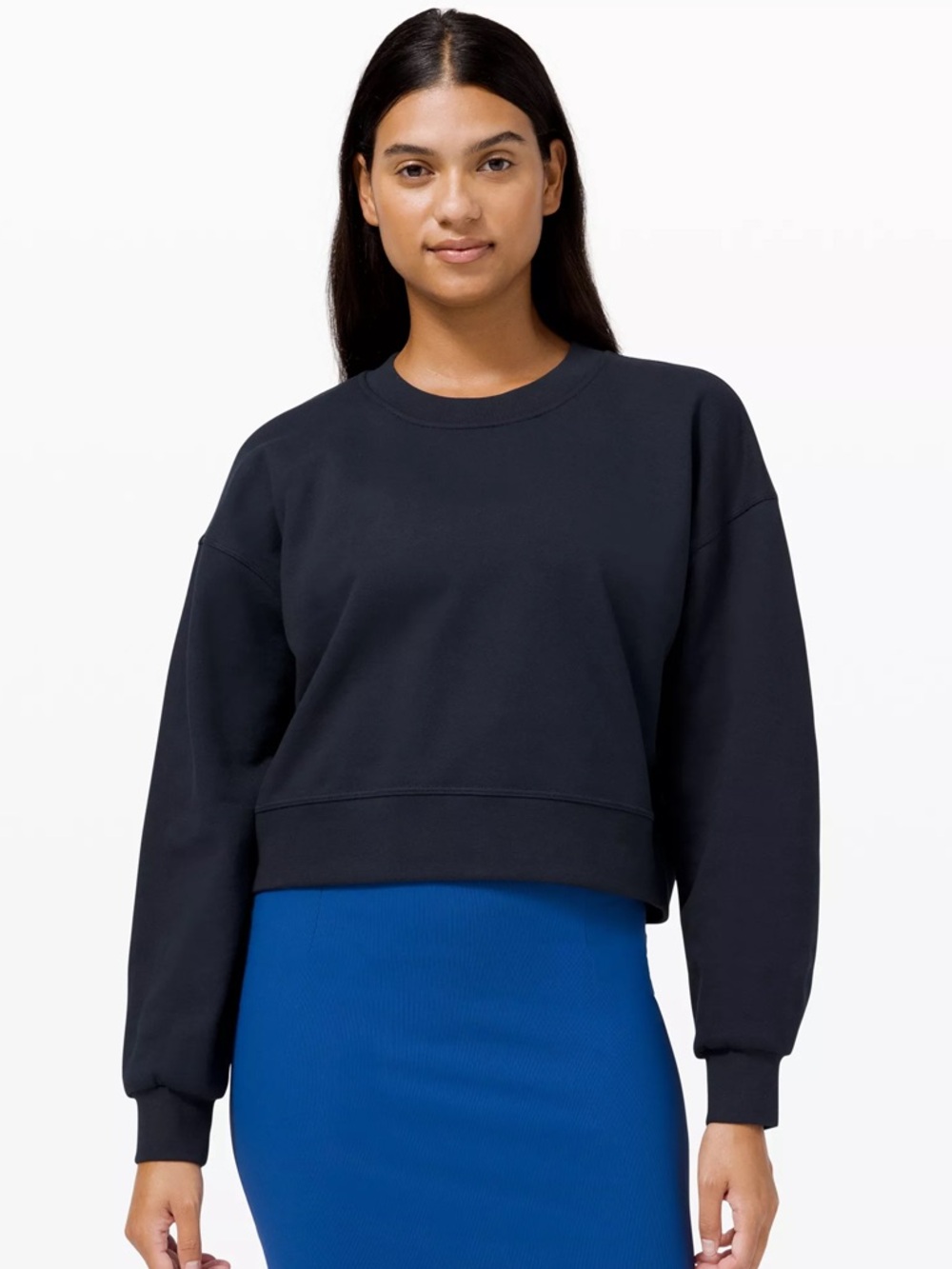 Lululemon Perfectly Oversized Crop Crew True Navy size 8